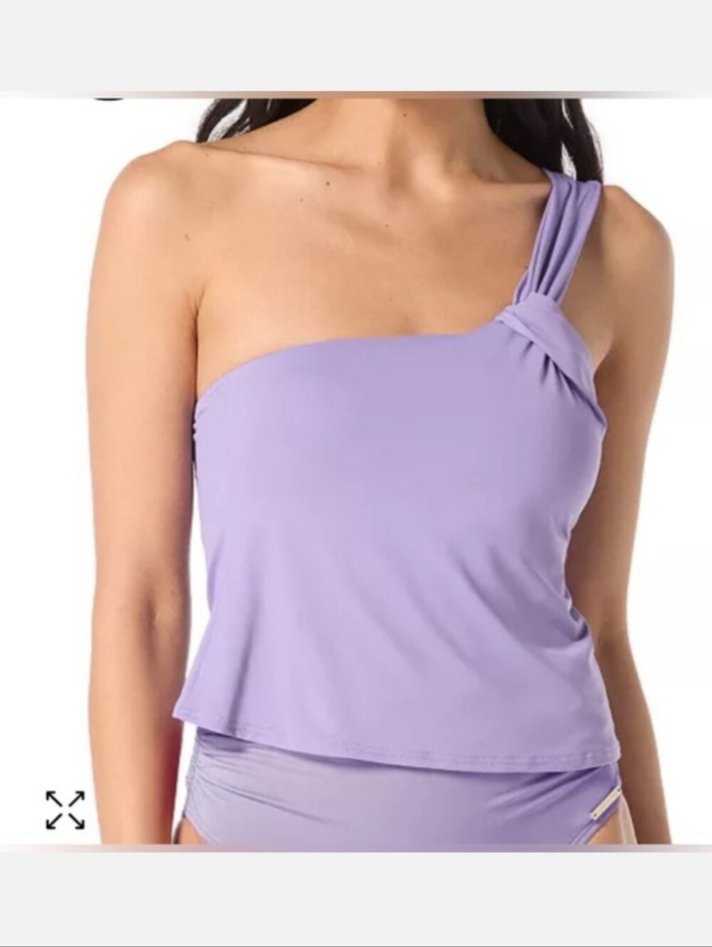Vince Camuto Lavender One-Shoulder Knot-Detail Tankini Set